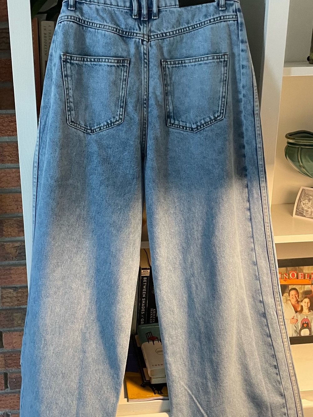 ADIDAS Washed Blue Wide-Leg Jeans with 3 Stripes - Picture 11 of 11